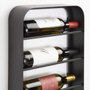 Kate and Laurel Armenta Modern Wine Rack, 13 x 30, Gray, Chic Wall Mounted Wine Rack Holds up to 6 Bottles with Geometric Design