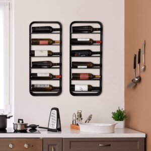 Kate and Laurel Armenta Modern Wine Rack, 13 x 30, Gray, Chic Wall Mounted Wine Rack Holds up to 6 Bottles with Geometric Design
