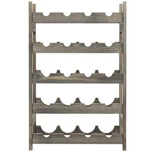 MyGift 20 Bottle Vintage Gray Solid Wood Free-Standing Floor Wine Rack Storage Display Shelf