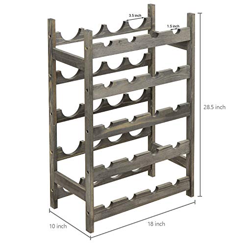 MyGift 20 Bottle Vintage Gray Solid Wood Free-Standing Floor Wine Rack Storage Display Shelf