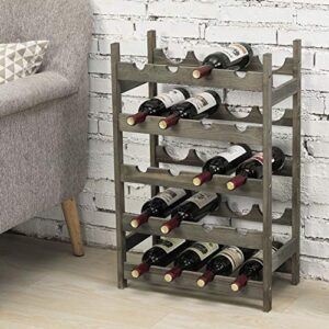 MyGift 20 Bottle Vintage Gray Solid Wood Free-Standing Floor Wine Rack Storage Display Shelf