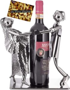 brubaker bottle holder dancing couple - pair sculpture metal - bottle stand - with greeting card - wedding favours