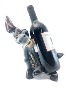 bellaa 21680 donkey wine bottle holder farmhouse steampunk gear industrial retro animal statue funny cute creative gift 10 inch