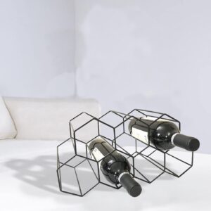 Metal Wine Rack, Free-Standing Countertop Wine Bottle Rack, can Store up to 9 Wine Bottle