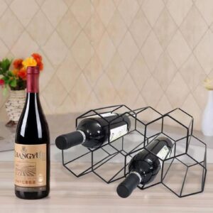 Metal Wine Rack, Free-Standing Countertop Wine Bottle Rack, can Store up to 9 Wine Bottle