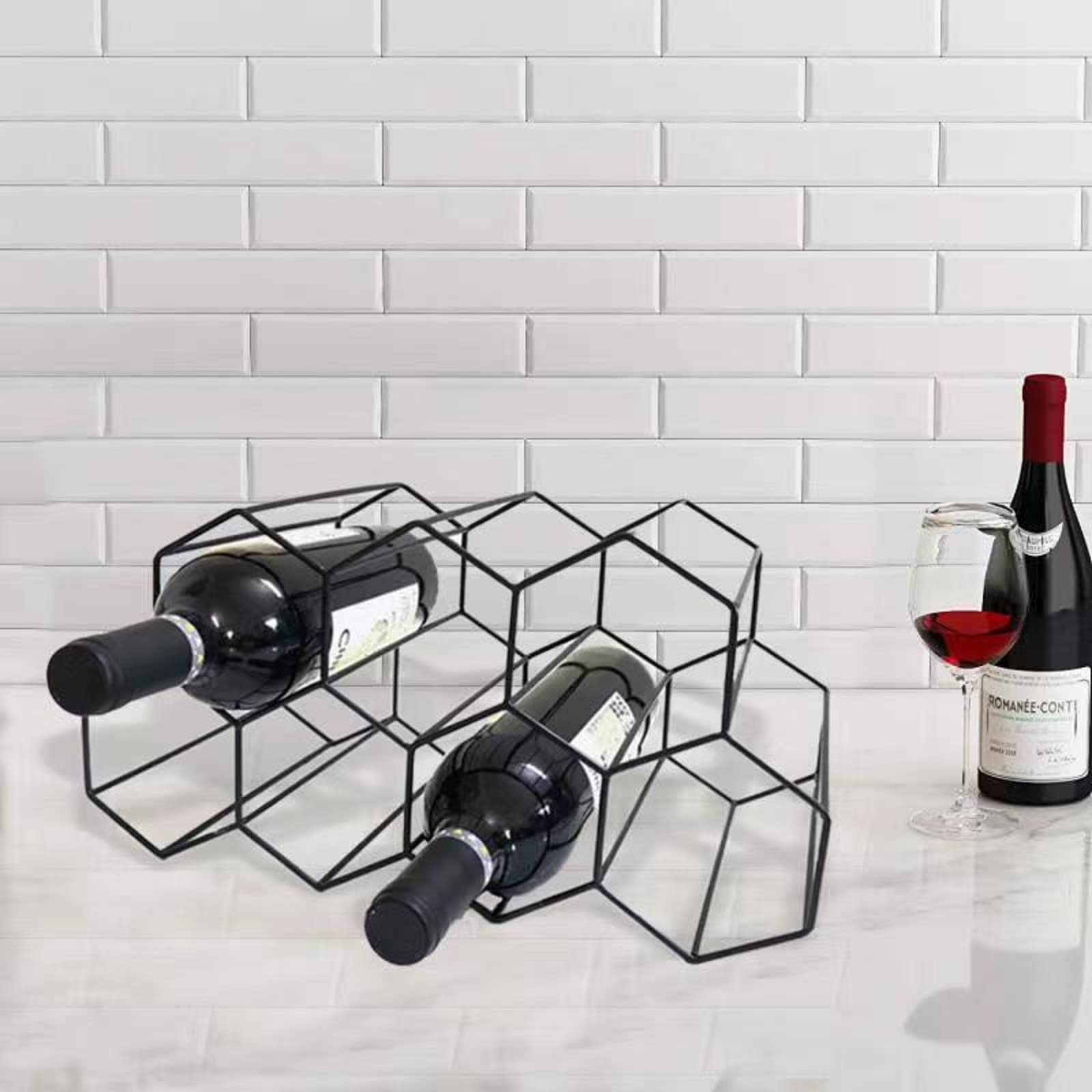 Metal Wine Rack, Free-Standing Countertop Wine Bottle Rack, can Store up to 9 Wine Bottle