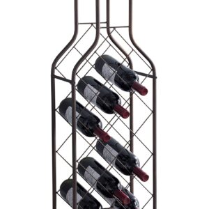 Kings Brand Furniture Ameherst Metal Wine Bottle Holder - Floor Standing Wine Rack for Home Bar - Metal Wine Rack with Bottle Shape Bar Stand for Liquor - Crisscross Storage Rack - Pewter - 12 Bottles