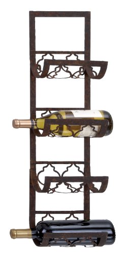 Deco 79 Metal Wall Wine Rack, 28 by 8-Inch, Wine Holder - 4 Bottles