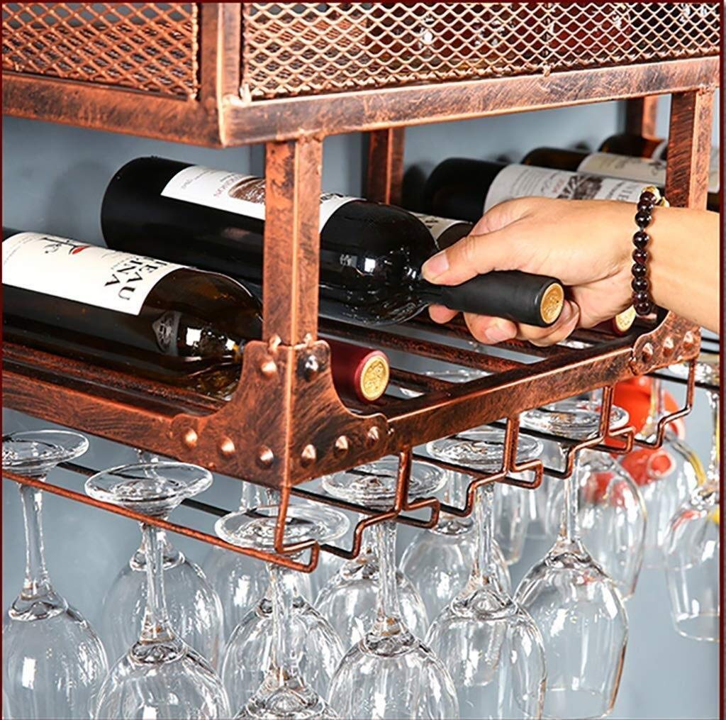 Wine Cabinets European Hanging Wine Rack Metal Iron Storage Rack Bar Home Ceiling Wall-Mounted Wine Champagne Glass Wine Glass Goblet Rack Wine Bottle Rack Multi-Size Storage (Color : A, SizHeavy