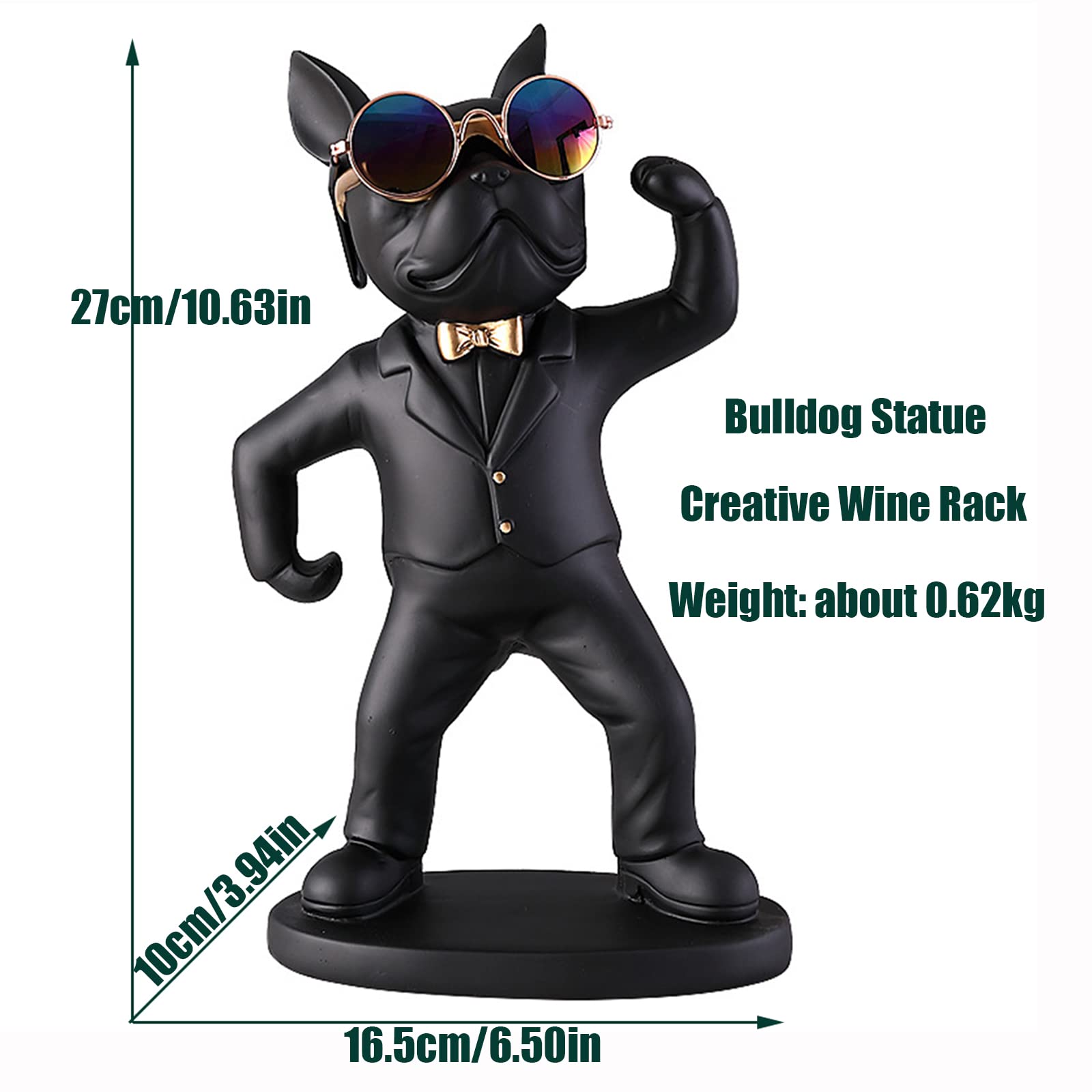 NUACOS French Bulldog Dog Wine Glass Rack,Puppy Statue Wine Glass Rack,Polyresin Wine Bottle Holder Creative Tabletop WineRacks Holder Display Stand for Bar Kitchen Counter Décor(Black)