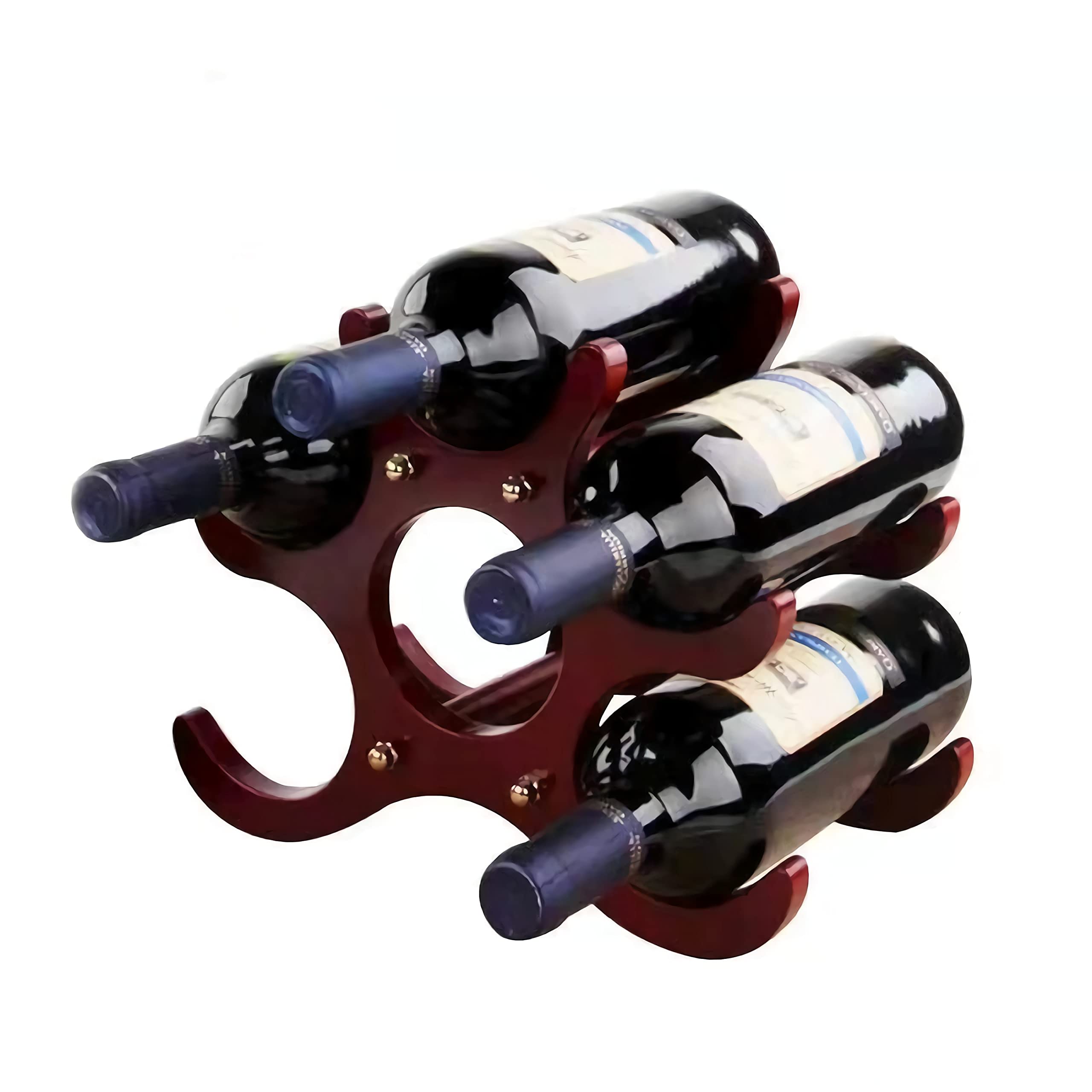 ACOODE Countertop Wine Rack or Water Bottle Holder - 9 Bottle Wine Holder for Wine Storage - Mahogany Bamboo Wine Rack Free Standing for Pantry Cabinet Bar Tabletop Kitchen