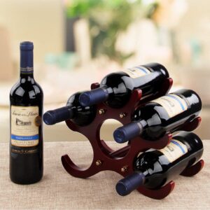 ACOODE Countertop Wine Rack or Water Bottle Holder - 9 Bottle Wine Holder for Wine Storage - Mahogany Bamboo Wine Rack Free Standing for Pantry Cabinet Bar Tabletop Kitchen