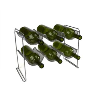 mind reader wine rack stand holds 6 bottles of wine, wine bottle holder, perfect for bar, wine cellar, countertop organizer