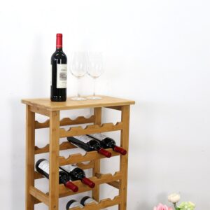 Peach Tree 28 Bottles Bamboo Wine 7-Tiers Free Standing Floor Rack Storage Shelves Cabinet Display Shelf Containers for Kitchen Mini Bar