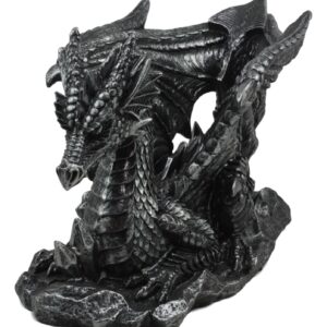 Gothic Faux Stone Old Wise Dragon Blood Centurion Wine Bottle Holder Figurine