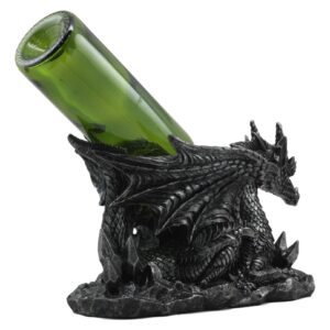 Gothic Faux Stone Old Wise Dragon Blood Centurion Wine Bottle Holder Figurine