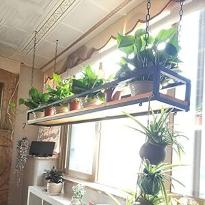 Ceiling Hanging Shelf Kitchen Storage Shelving, Flower Stand, Plant Railing Shelf with Solid Wood Board and Iron Frame, for Bar Flower Shop Balcony (Size : 120cm)