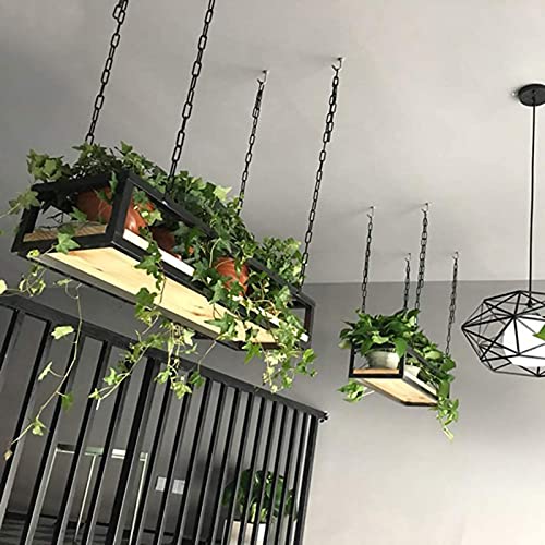 Ceiling Hanging Shelf Kitchen Storage Shelving, Flower Stand, Plant Railing Shelf with Solid Wood Board and Iron Frame, for Bar Flower Shop Balcony (Size : 120cm)