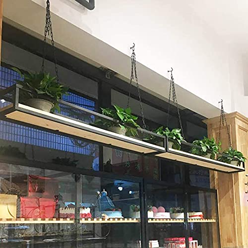 Ceiling Hanging Shelf Kitchen Storage Shelving, Flower Stand, Plant Railing Shelf with Solid Wood Board and Iron Frame, for Bar Flower Shop Balcony (Size : 120cm)