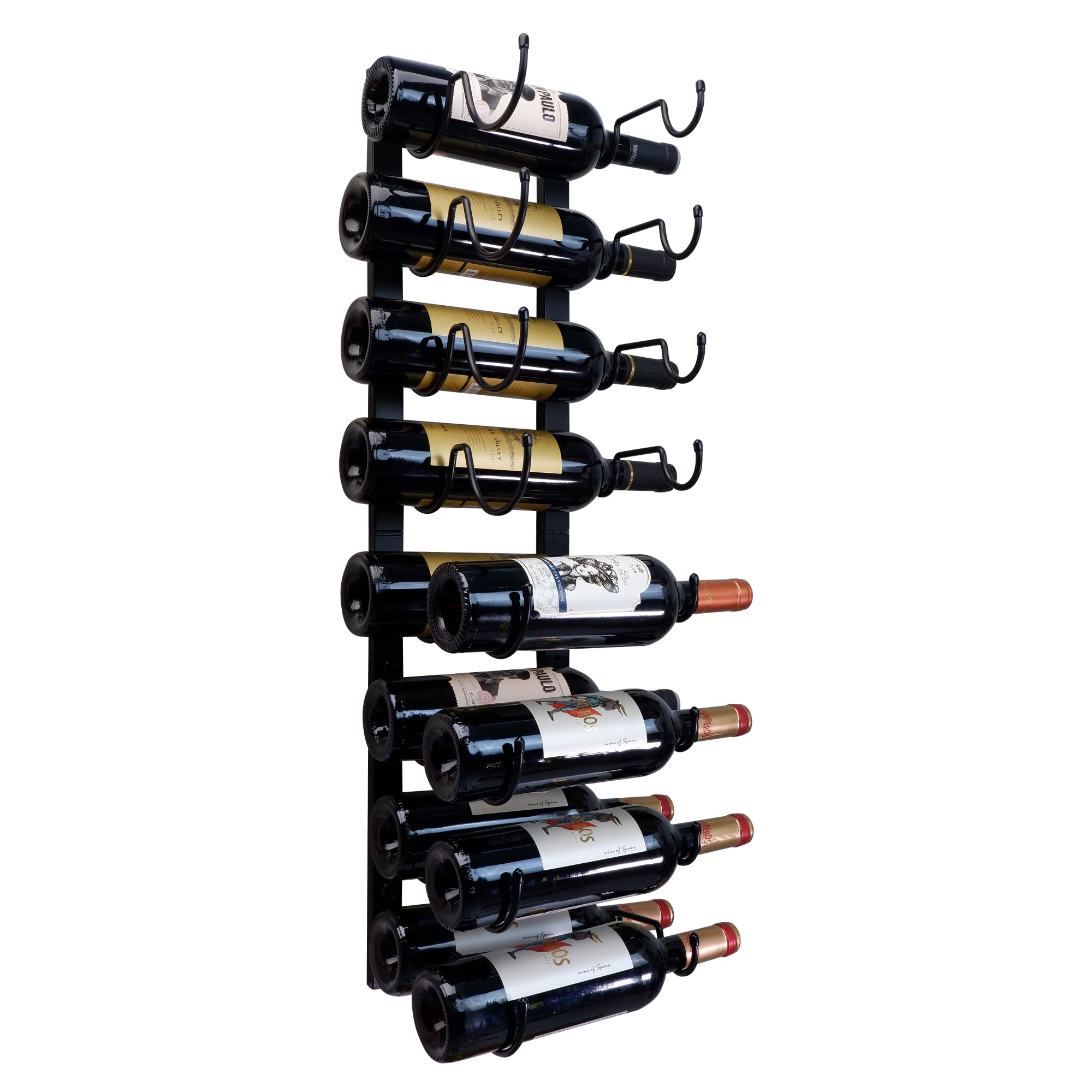 GODGOQGOP Wine Rack Wall Mounted, Wine Bottle Holder for 16 Bottles, Metal Hanging Wine Bottle Holder,Freely Spliceable Wall Wine Rack for Kitchen Pantry Bar Wine Cellar