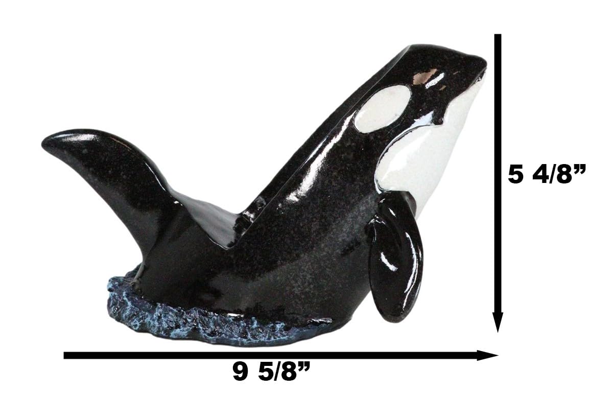 Ebros Deep Ocean Marine Orca Killer Whale Breaching Out of Water Wine Bottle Holder Statue 9.25" Long Nautical Sea Coastal Boating Fish Themed Storage Caddy Figurine