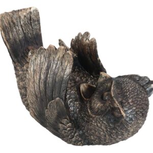 Ebros Bronzed Resin Wisdom of The Forest Great Horned Owl Drinking Wine Bottle Holder Figurine 9.25" L Decorative Party Hosting Sculpture Accessory Owls Statue