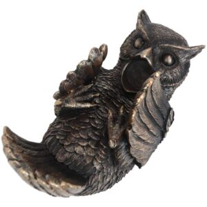 Ebros Bronzed Resin Wisdom of The Forest Great Horned Owl Drinking Wine Bottle Holder Figurine 9.25" L Decorative Party Hosting Sculpture Accessory Owls Statue