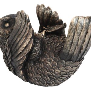 Ebros Bronzed Resin Wisdom of The Forest Great Horned Owl Drinking Wine Bottle Holder Figurine 9.25" L Decorative Party Hosting Sculpture Accessory Owls Statue