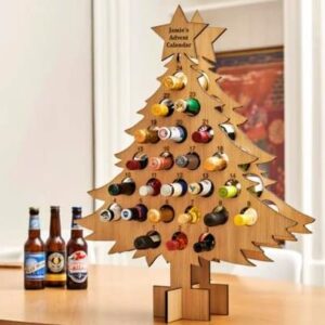 Christmas Countdown Wine Rack Wooden Ornaments Craft Decorations 24 Bottle Wine Holder Countertop Freestanding Wine Rack Floor Xmas Tree Wine Bottles Stand