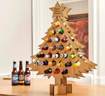 Christmas Countdown Wine Rack Wooden Ornaments Craft Decorations 24 Bottle Wine Holder Countertop Freestanding Wine Rack Floor Xmas Tree Wine Bottles Stand