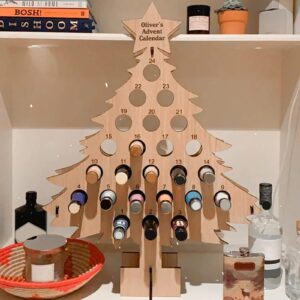 Christmas Countdown Wine Rack Wooden Ornaments Craft Decorations 24 Bottle Wine Holder Countertop Freestanding Wine Rack Floor Xmas Tree Wine Bottles Stand