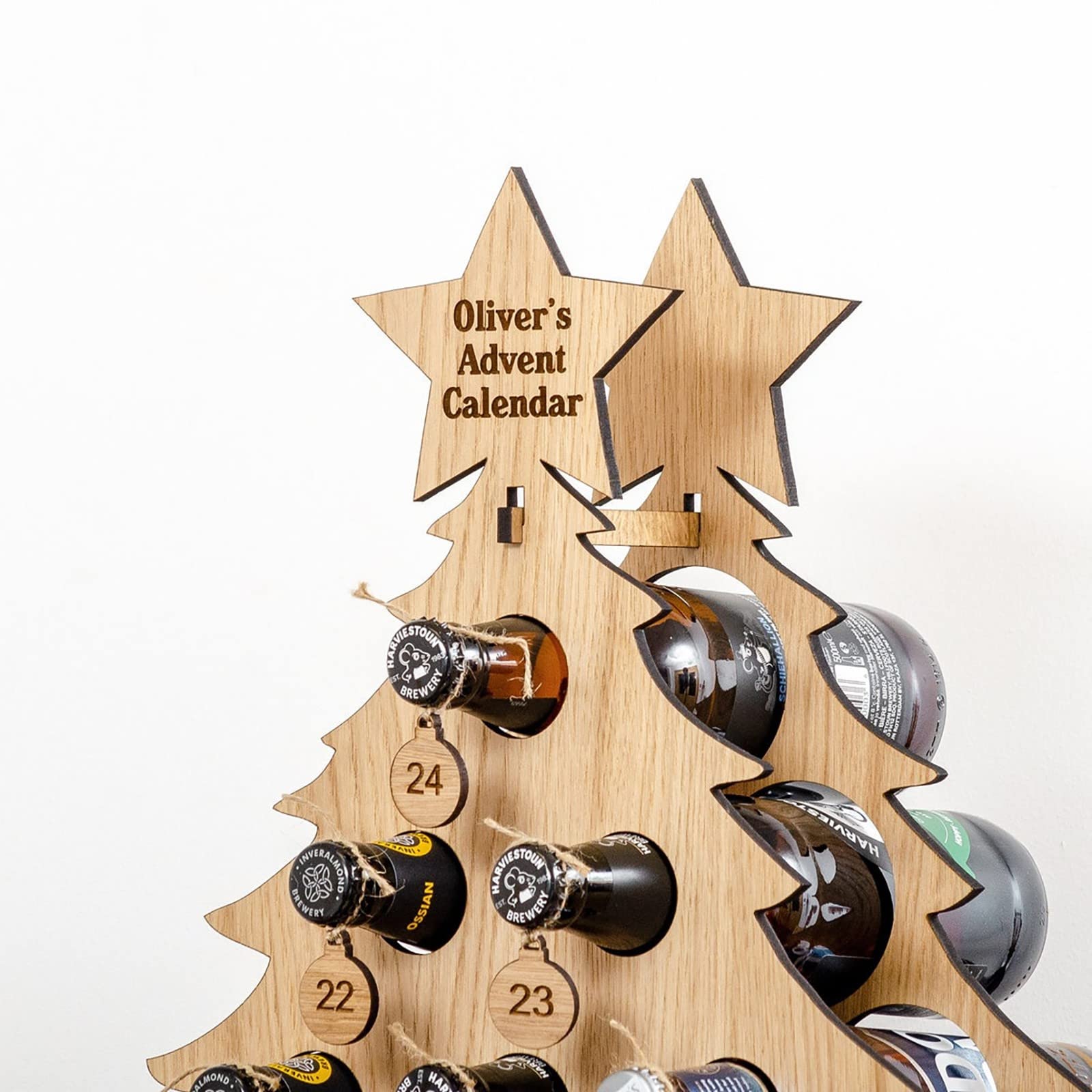 Christmas Countdown Wine Rack Wooden Ornaments Craft Decorations 24 Bottle Wine Holder Countertop Freestanding Wine Rack Floor Xmas Tree Wine Bottles Stand