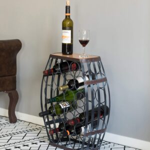 Vintiquewise Barrel Shaped 22 Bottles Decorative Table Wine Rack Storage