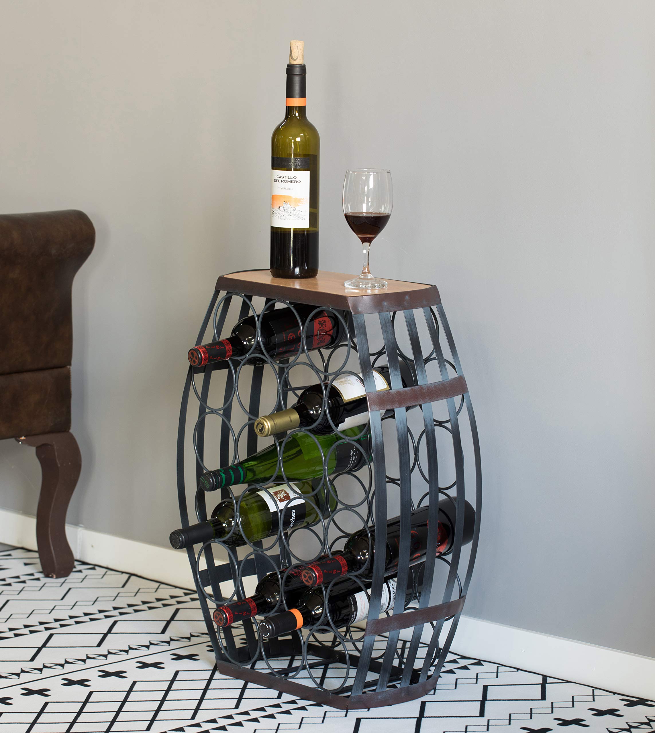 Vintiquewise Barrel Shaped 22 Bottles Decorative Table Wine Rack Storage