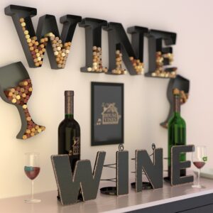 Wine Decor - Metal Wine Bottle Holder - All 4 Letters Wine - Decorative Wine Bottle Holders - Gifts for Wine Lovers - Winery Decor by HouseVines