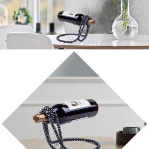 ONEYUAN Creative Pearl Necklace Wine Rack Luxury Magic Metal Resin Hanging Suspension Wine Bottle Holder Rack Home Desktop Decoration (Color : White)