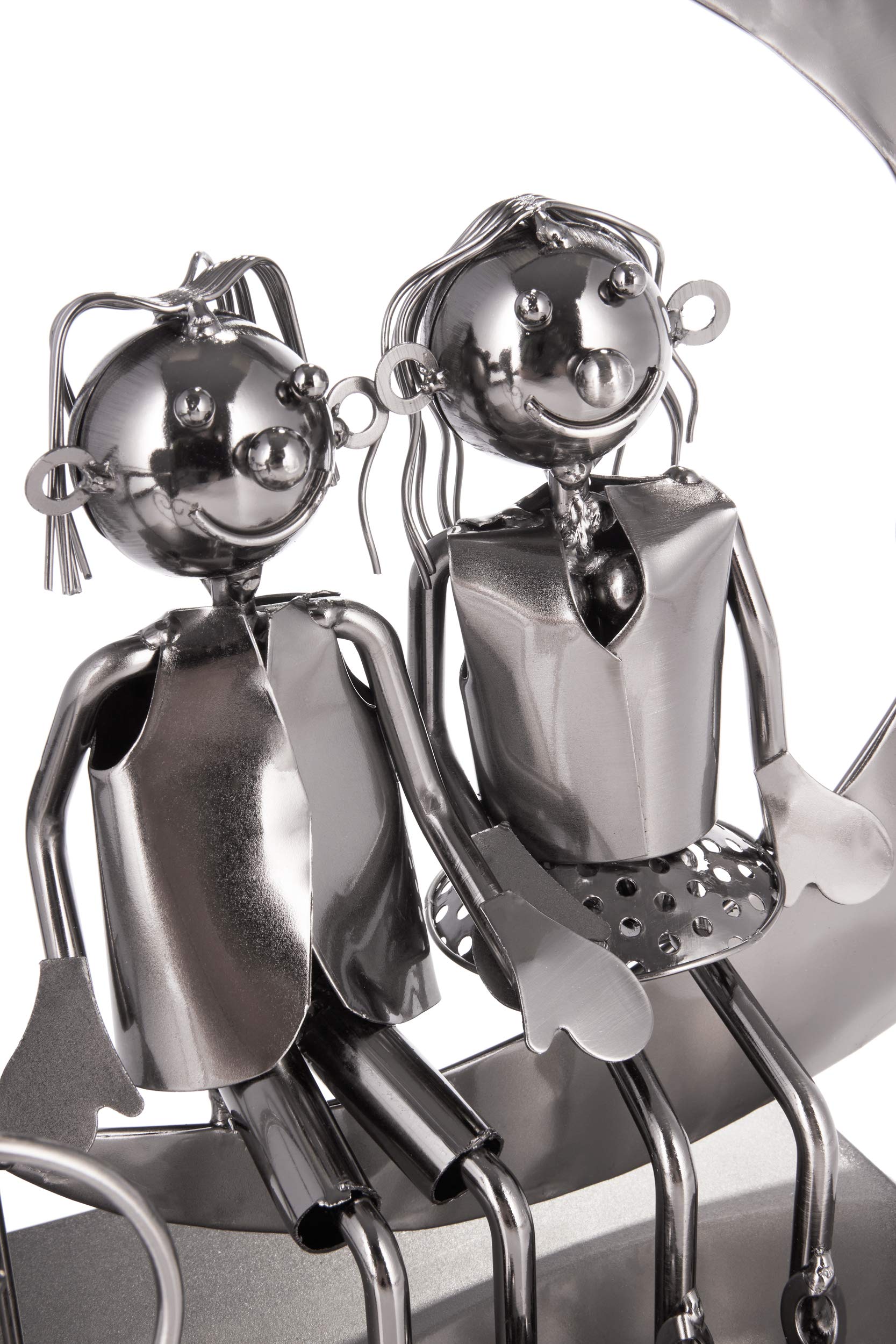 BRUBAKER Bottle Holder Wine - Couple on The Moon - Lovers Sculpture Metal - Bottle Stand with Greeting Card