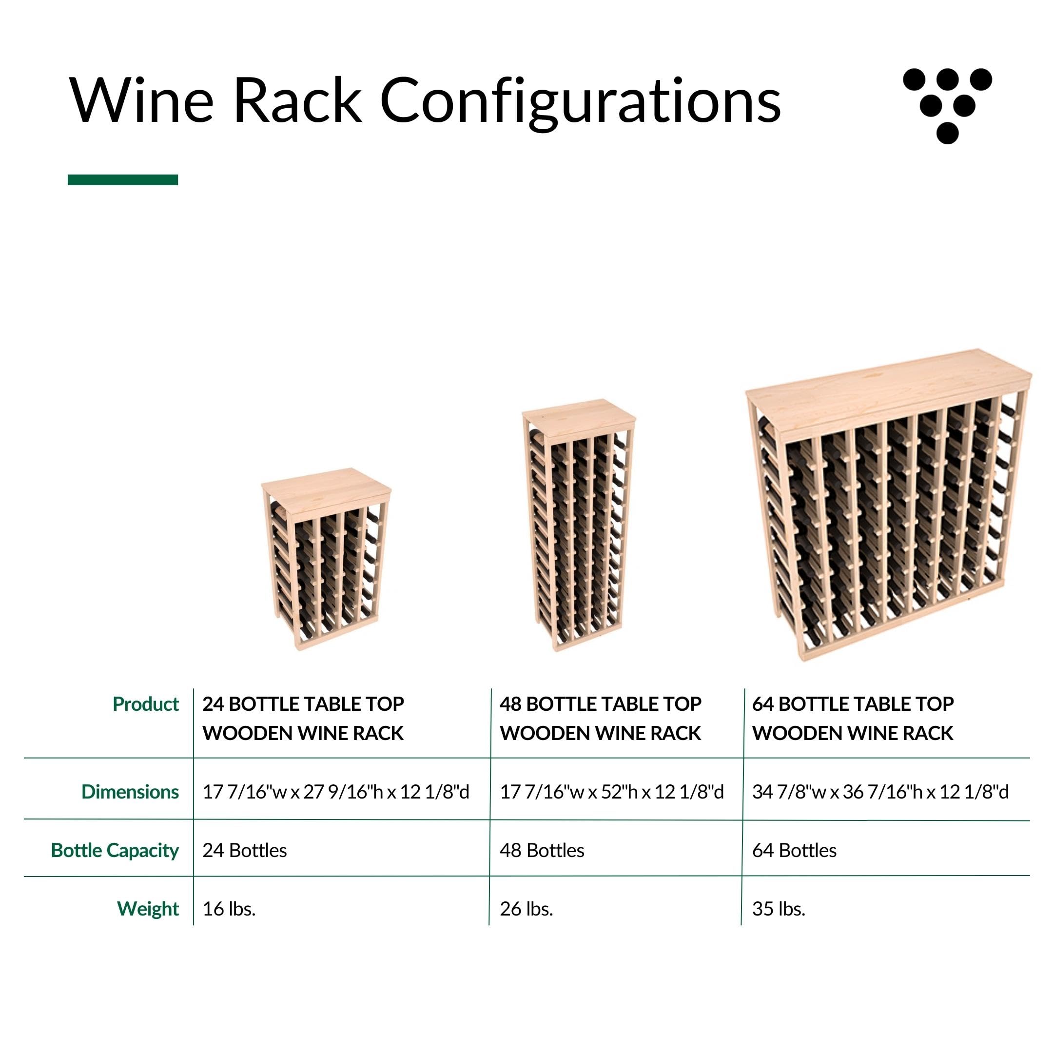 Wine Racks America Living Series Table Top Wine Rack - Durable and Modular Wine Storage System, Pine Unstained - Holds 48 Bottles