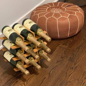 DECOMIL - 9 Bottle Samurai Style Stackable Modular Wine Rack Wine Storage Rack Solid Bamboo Wine Holder Display Shelves, Wobble-Free (9 Bottle Capacity - Samurai Style Capacity)