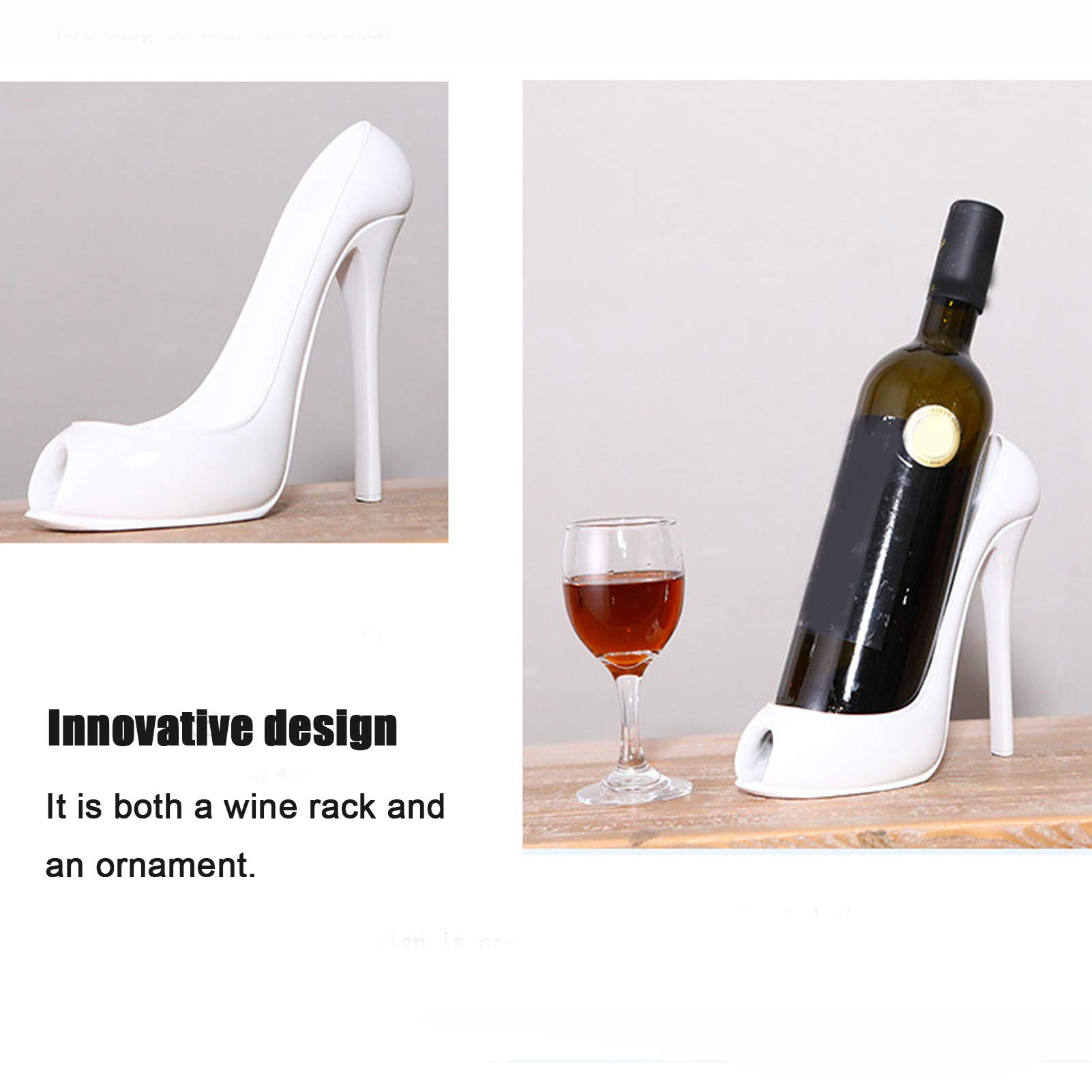 Aqur2020 Shoe Wine Bottle Holder Innovative Wine Rack High Heeled Shoe Shape Wine Bottle Display Holder Home Decoration Accessories(White)