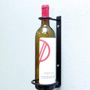 VintageView Wall Series Perch - 1 Bottle Wall Mounted Vertical Wine Bottle Rack (Satin Black) - Stylish Modern Wine Storage with Label Forward Design (Black)