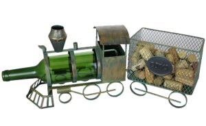 wine bodies steam engine train and coal car bottle holder and cork holder