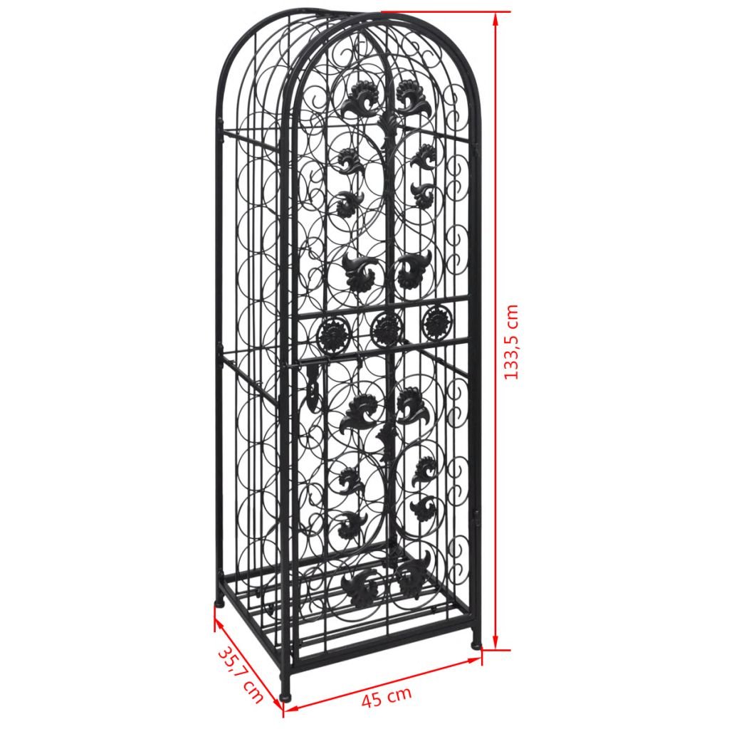 Festnight 45 Bottles Wine Rack Stand with Door Lockable Wrounght Iron Metal Freestanding Liquor Storage Display Cabinet for Living Room Kitchen Pub Bistro Bar Black 1' 6" x 1' 2" x 4' 5" (W x D x H)