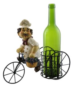 chef riding bicycle wine bottle holder