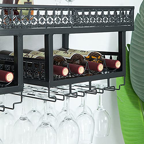 Wall Mounted Wine Rack,Hanging Glass Holders,Metal Wine Storage Display Shelf for Bar,Kitchen,Restaurant 39.4"*11.8"*11.8"