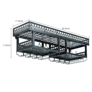 Wall Mounted Wine Rack,Hanging Glass Holders,Metal Wine Storage Display Shelf for Bar,Kitchen,Restaurant 39.4"*11.8"*11.8"