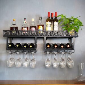 Wall Mounted Wine Rack,Hanging Glass Holders,Metal Wine Storage Display Shelf for Bar,Kitchen,Restaurant 39.4"*11.8"*11.8"