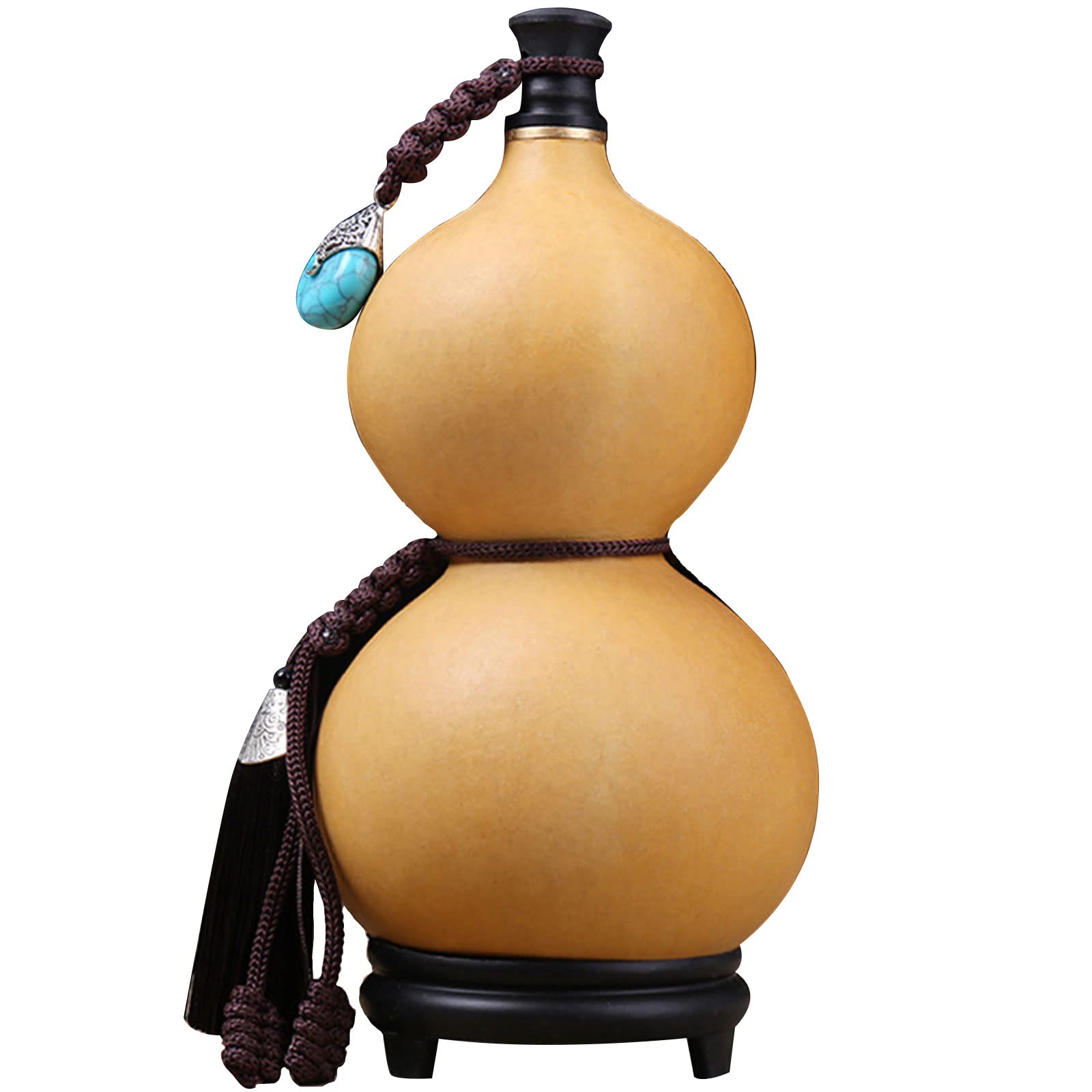 Water Gourd Wine Pendant Ornaments Natural Dried Gourd Water Bottle with Cover Hollow Gourd Chinese Pumpkin, 250ml