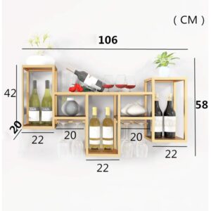 Metal Wall-Mounted Gold Wine Rack with Goblet Wine Glass Holder, Home Kitchen Living Room Dining Bar Wall Decoration Display Wine Rack