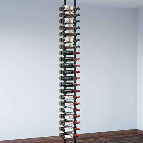 VintageView W Series Two-Sided Floating Wine Rack Kit (42 Bottles, Satin Black) Stylish Modern Wine Storage with Label Forward Design